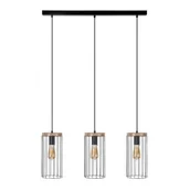 Lampy sufitowe - Britop Industrialna LAMPA wisząca TIMEO 19619304 loftowa OPRAWA metalowy ZWIS druciany drewno czarny - miniaturka - grafika 1