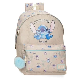 Joumma Disney Stitch Cuddle Me Happy Plecak szkolny do wózka Beżowy 31 x 44 x 15 cm Poliester, beż, Talla única, Plecak szkolny z możliwością dostosowania do wózka - Plecaki szkolne i tornistry - miniaturka - grafika 1