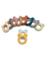 Gryzaki dla dzieci - Gryzak Miś Silikonowy z Drewnianym Pierścieniem [Kolor Jasnoróżowy] - miniaturka - grafika 1