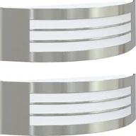 Lampy ogrodowe - vidaXL Lampa Ścienna 2 szt. Srebrna Stal Nierdzewna IP44 - miniaturka - grafika 1