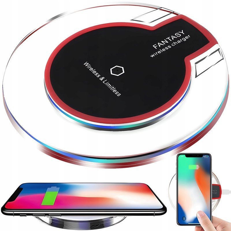 ŁADOWARKA INDUKCYJNA BEZPRZEWODOWA SZYBKIE ŁADOWANIE QI LED