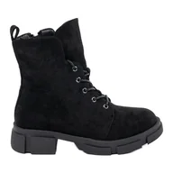 Botki damskie - Goodin Zamszowe workery czarne - miniaturka - grafika 1