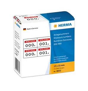 Herma Anlagennr. selbstkl. 2-fach 15x22 mm Aufdruck rot - 4832 - Papier do drukarek - miniaturka - grafika 1