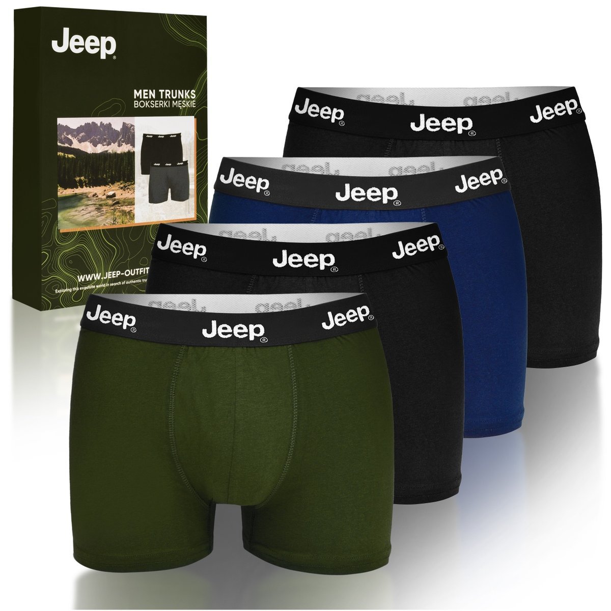 JEEP Zestaw Klasyczne Bokserki Męskie Ciemne Kolory Bawełna 4 pak Rozmiar M
