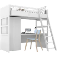 Łóżka dla dzieci i młodzieży - Łóżko na antresoli z szafą, biurkiem i drabinką SIMONE S3D - miniaturka - grafika 1
