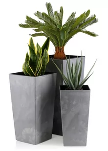 Nowoczesne donice DONICZKA ogrodowa balkonowa z wkładem szary beton 3szt - Donice - miniaturka - grafika 1