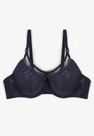 Biustonosze - Granatowy Biustonosz Full Cup z Ozdobną Koronką Sovgis - Born2be - miniaturka - grafika 1