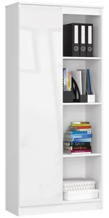 REGAŁ BIUROWY R 80 cm CLP 1 DRZWI 4 PÓŁKI BIAŁY / BIAŁY POŁYSK - Regały biurowe - miniaturka - grafika 2
