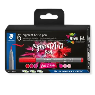 Staedtler Pigment Arts Brush Pen Reds & Pinks mazak Różowy, Czerwony 6 szt. - Flamastry - miniaturka - grafika 1