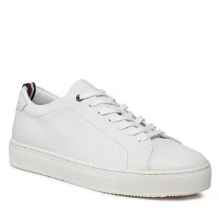 Półbuty męskie - Sneakersy Tommy Hilfiger Premium Cupsole Grained Lth FM0FM04893 White YBS - grafika 1