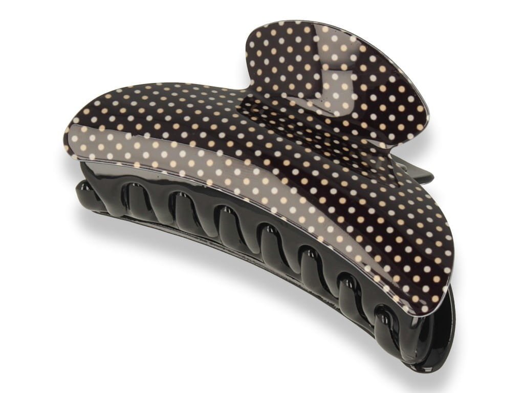 Klamra spinka do włosów podwójna czarna kropeczki