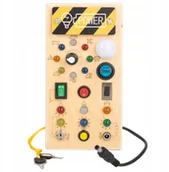 Zabawki interaktywne dla dzieci - Tablica MONTESSORI Sensoryczna DREWNIANA Manipulacyjna LED Włącznik Światła - miniaturka - grafika 1