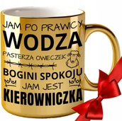 Kubki - KUBEK DLA KIEROWNICZKI ZŁOTY DO KAWY BIURA URODZINY IMIENINY ŚMIESZNY 30 40 - miniaturka - grafika 1