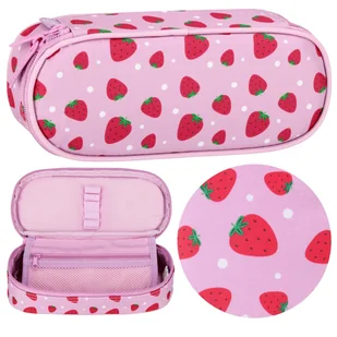 Różowy, KOMOROWY piórnik szkolny, saszetka dla dziewczynki, truskawki 5x22x10cm - Piórniki Różowy, KOMOROWY piórnik szkolny, saszetka dla dziewczynki, truskawki 5x22x10cm - Piórniki - miniaturka - grafika 1