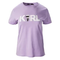 Koszulki i topy damskie - Damska Koszulka z krótkim rękawem KARL LAGERFELD IKONIK 2.0 KARL LOGO T-SHIRT 230W1706-66 – Fioletowy - miniaturka - grafika 1