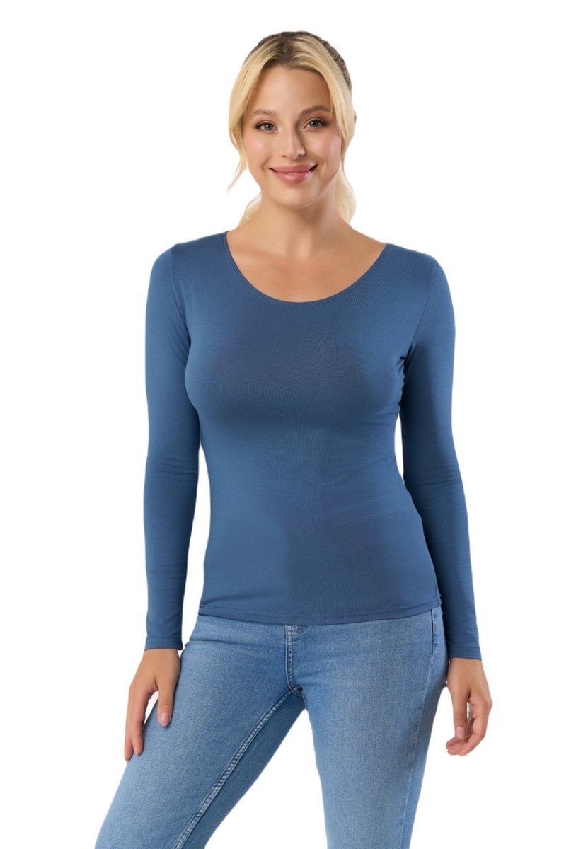 Bluzka damska z długim rękawem MANATI denim S