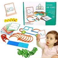Klocki - Drewniane Puzzle Montessori Kreatywne Klocki Edukacyjne dla Dzieci - miniaturka - grafika 1