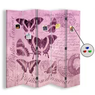 Parawany - Parawan pokojowy FEEBY, Motyl na fioletowym tle 5, Dwustronny PIN 180x170cm 5-częściowy - miniaturka - grafika 1