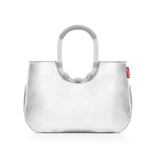 reisenthel loopshopper L – stabilna torba z praktycznymi przegródkami z butelek PET pochodzących z recyklingu – czarujący i wodoodporny design złoty, Silver Crackle, L, casual
