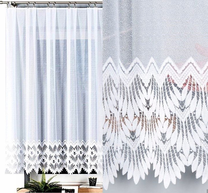 Felicja 300x150cm firana żakardowa prosta ze wzorem (gotowa) z obszyciem