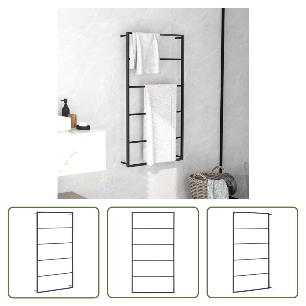 Stojak na ręczniki Living Store czarny 60x10x116 cm stalowy