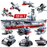 Klocki - Klocki Statek Lotniskowiec Łódź Okręt 10w1 ARMY Wojsko - miniaturka - grafika 1