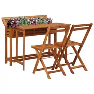 Meble ogrodowe - vidaXL balkonowy stół z donicą i 2 krzesłami bistro drewno akacjowe 45910 45910 - miniaturka - grafika 1