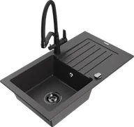 Zlewozmywaki z baterią - Mexen Pablo zlewozmywak granitowy 1-komorowy z ociekaczem i baterią kuchenną Duo, czarny nakrapiany - 6510-76-671701-70-B - miniaturka - grafika 1