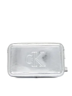 Calvin Klein Torebka Bold Ck Metallic Camera Bag LV04F3331G Srebrny - Torebki damskie - miniaturka - grafika 1