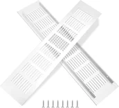 Kratki wentylacyjne - Kratka wentylacyjna aluminiowa z wkrętami, do wentylacji szaf i pomieszczeń, 35 x 8 cm, srebrna, 2 sztuki - miniaturka - grafika 1