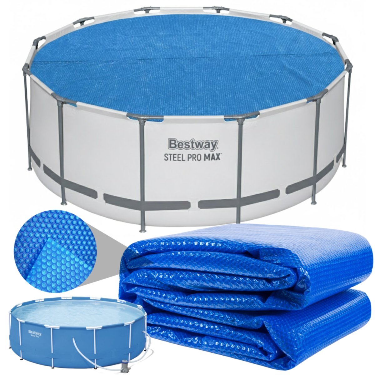 Bestway mata solarna pokrywa grzewcza do basenu  steel pro max 366x122cm