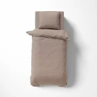 Pościel - Detexpol Pościel adamaszkowa 140x200 taupe beżowa ciemna jednobarwna paski 1 cm Pure - miniaturka - grafika 1