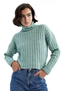 DeFacto Sweter normalny krój dla kobiet - sweter z golfem na topy damski (LT.Green, XL), zielony, XL - Swetry damskie - miniaturka - grafika 1