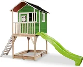 Place zabaw - Exit Domek drewniany dla dzieci ze zjeżdżalnią Loft 700 - zielony - miniaturka - grafika 1