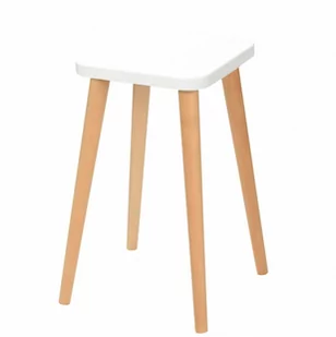 Taboret lub hocker kwadratowy ze sklejki Crystal White, Wykończenie nogi - Buk olejowany, Wysokość [cm] - 54, Wymiar siedziska [cm] - 30x30 - Taborety i hokery - miniaturka - grafika 1