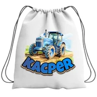 Plecaki szkolne i tornistry - Plecak Worek Traktor Niebieski Szkolny Na Buty WF Obuwie Z Napisem - miniaturka - grafika 1