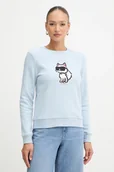 Bluzy damskie - Karl Lagerfeld bluza damska kolor niebieski z nadrukiem A4W20043 - miniaturka - grafika 1