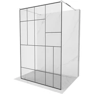 Ścianki i drzwi prysznicowe - Mexen Kioto ścianka prysznicowa wolnostojąca 140 x 200 cm, transparent/czarny wzór 8 mm, chrom - miniaturka - grafika 1