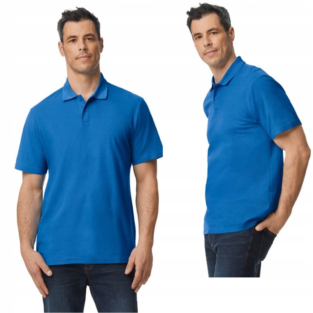 Koszulka POLO Polówka Męska BAWEŁNA Double Pique Gildan 64800 NIEBIESKA 3XL