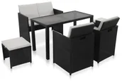 Meble ogrodowe - Czarny zestaw mebli ogrodowych z poduszkami H6-D00 - miniaturka - grafika 1