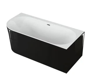 Polimat Wanna narożna prawa Sola 170x75 cm owalna czarny połysk syfon i przelew chrom 00680 - Wanny Polimat Wanna narożna prawa Sola 170x75 cm owalna czarny połysk syfon i przelew chrom 00680 - Wanny - miniaturka - grafika 1