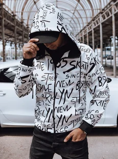 Bluza męska rozpinana z kapturem biała Dstreet BX5788 - Bluzy męskie - miniaturka - grafika 1