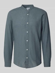 Koszula lniana o kroju slim fit ze stójką model ‘CAIDEN’ - Koszule męskie - miniaturka - grafika 1