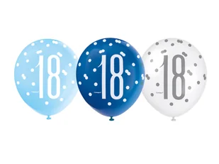 Unique Balony "18 Urodziny Glitz Grochy" pastel mix UNIQUE 12" 6 szt U83396 - Balony i akcesoria - miniaturka - grafika 1