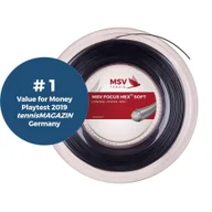 Tenis ziemny - Naciąg do rakiety tenisowej MSV Focus Hex Soft czarny szpula 200 m. 1,25 mm. - miniaturka - grafika 1