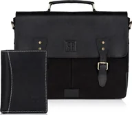 Teczki i aktówki - Paolo Peruzzi Zestaw torba i portfel czarny Paolo Peruzzi ZUP-28-BL - miniaturka - grafika 1
