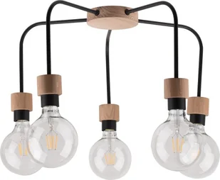 Spotlight Eclat Plafon oprawa sufitowa 5x60W E27 czarny/dąb 5834574 - Lampy sufitowe - miniaturka - grafika 1