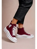 Trampki damskie - Foreverfolie Sneakersy w kolorze czerwonym - miniaturka - grafika 1