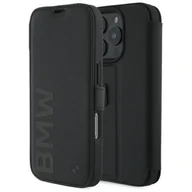 Etui i futerały do telefonów - BMW BMBKP16X23RMRLK iPhone 16 Pro Max     6.9" czarny/black bookcase Signature Leather Wordmark - miniaturka - grafika 1