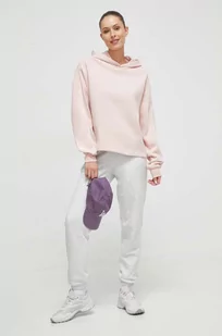 Reebok bluza damska kolor różowy z kapturem gładka - Bluzy damskie - miniaturka - grafika 1